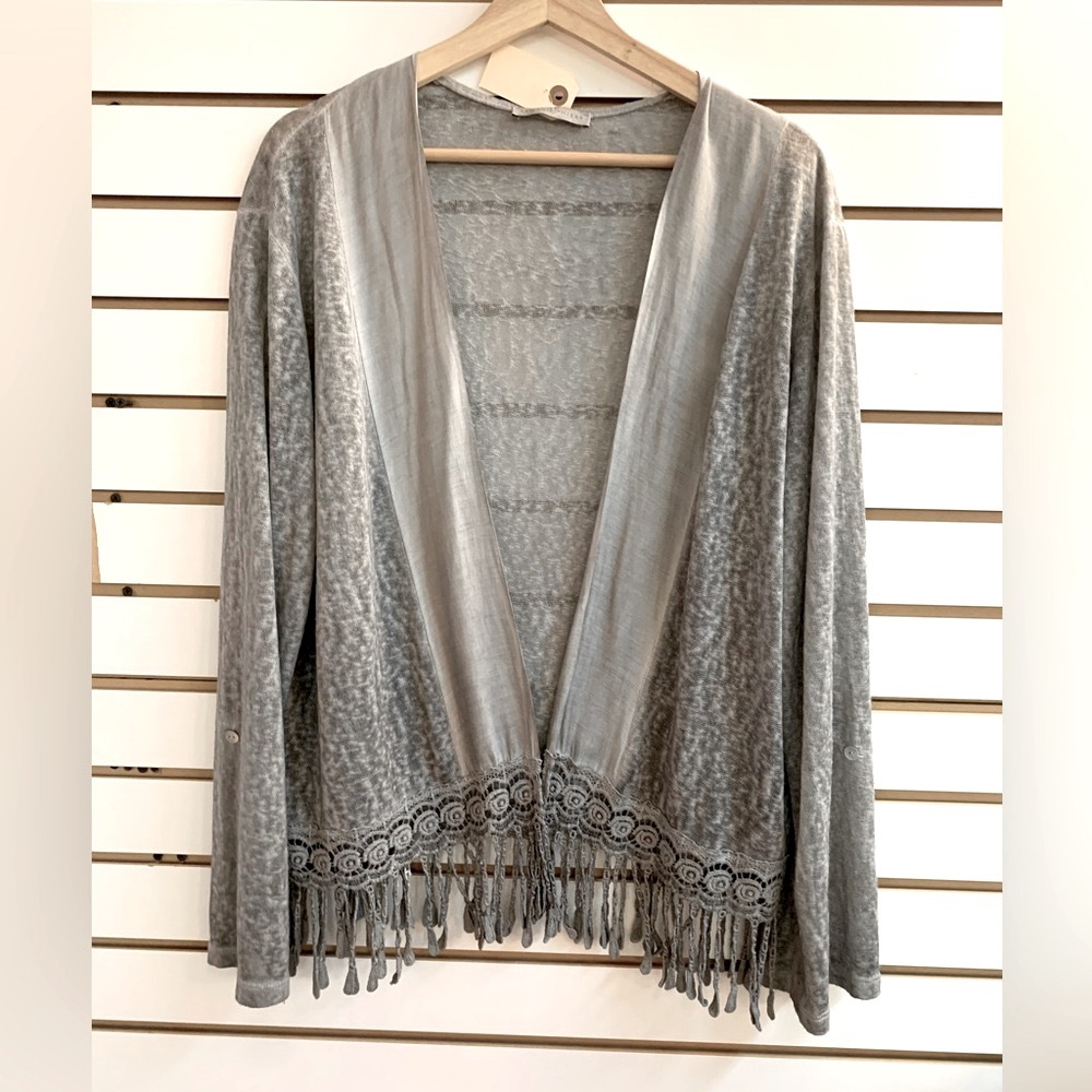 Grey fringed short kimono bought in Paris